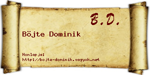Böjte Dominik névjegykártya